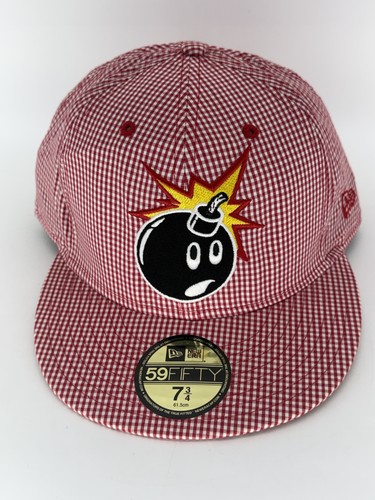 Hundreds 59FIFTY Atom Bomb Streetwear Hat 7 3 Red 100% Cotton Fitted Checkered