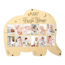 My First Year Picture Frame,One Year Of Photo Board, Baby's First Elephant sign