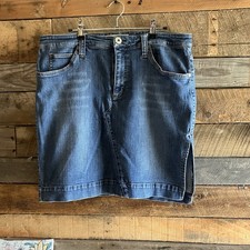 Tommy Hilfiger Women's Blue Denim Skirt Size 14 Y2K 90s Retro Vintage Mini Skirt