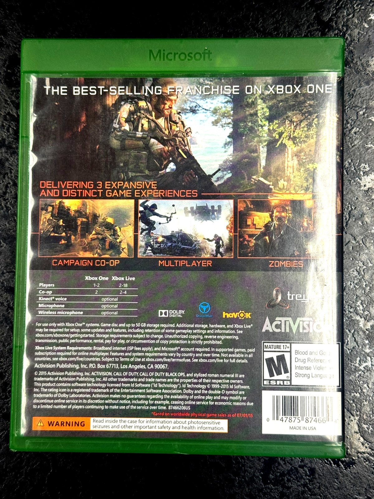 Call of Duty Black Ops III Xbox One Game Disc w/ Case Tested Working | eBay