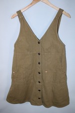 Free People Women's Medium Denim Olive Green Pocket Full of Sunshine Mini Dress