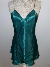 Woman  s S Glossy Satin Chemise Fredericks Of Hollywood Green Nightie Lingerie