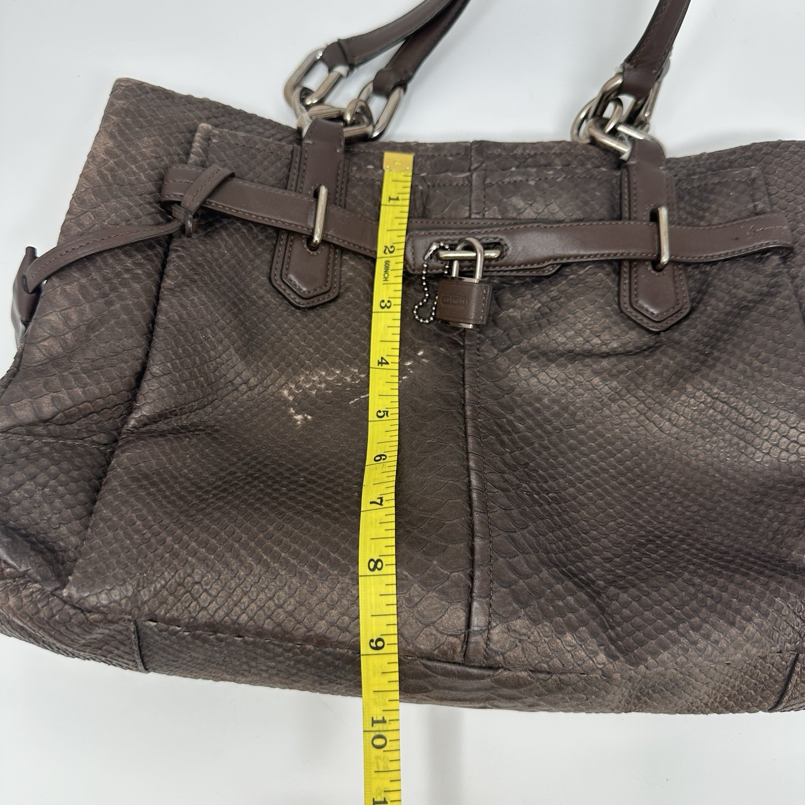 Coach 18741 Brown Bronze Python Embossed Leather … - image 15