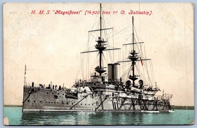 Postcard HMS Magnificent British Royal Navy Battleship C139