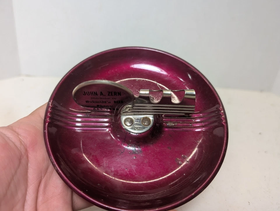 Cenicero de cerveza Schmidt's Mid Century años 50 distribuidor John A Zern Foto 2 de 4