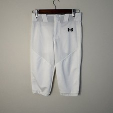Under Armour Youth Boys Medium White Baseball Softball Pants Knee Cropped F6