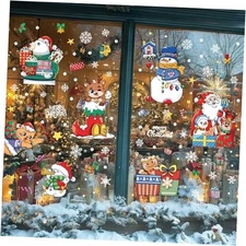  160Pcs Christmas Window Stickers, 6 Sheets Large Double B-christmas Cartoon