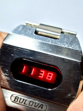 OROLOGIO WATCH BIG BLOCK BULOVA LED RED VINTAGE 1974💎