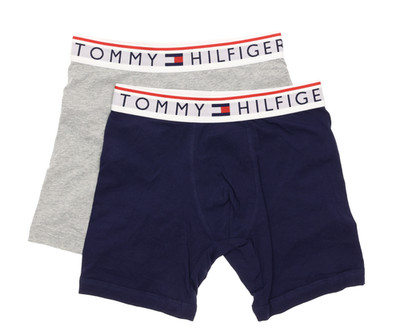 Tommy Hilfiger L17705 Mens Grey/Blue Cotton Stretch 2-Pack Boxer Briefs Size S