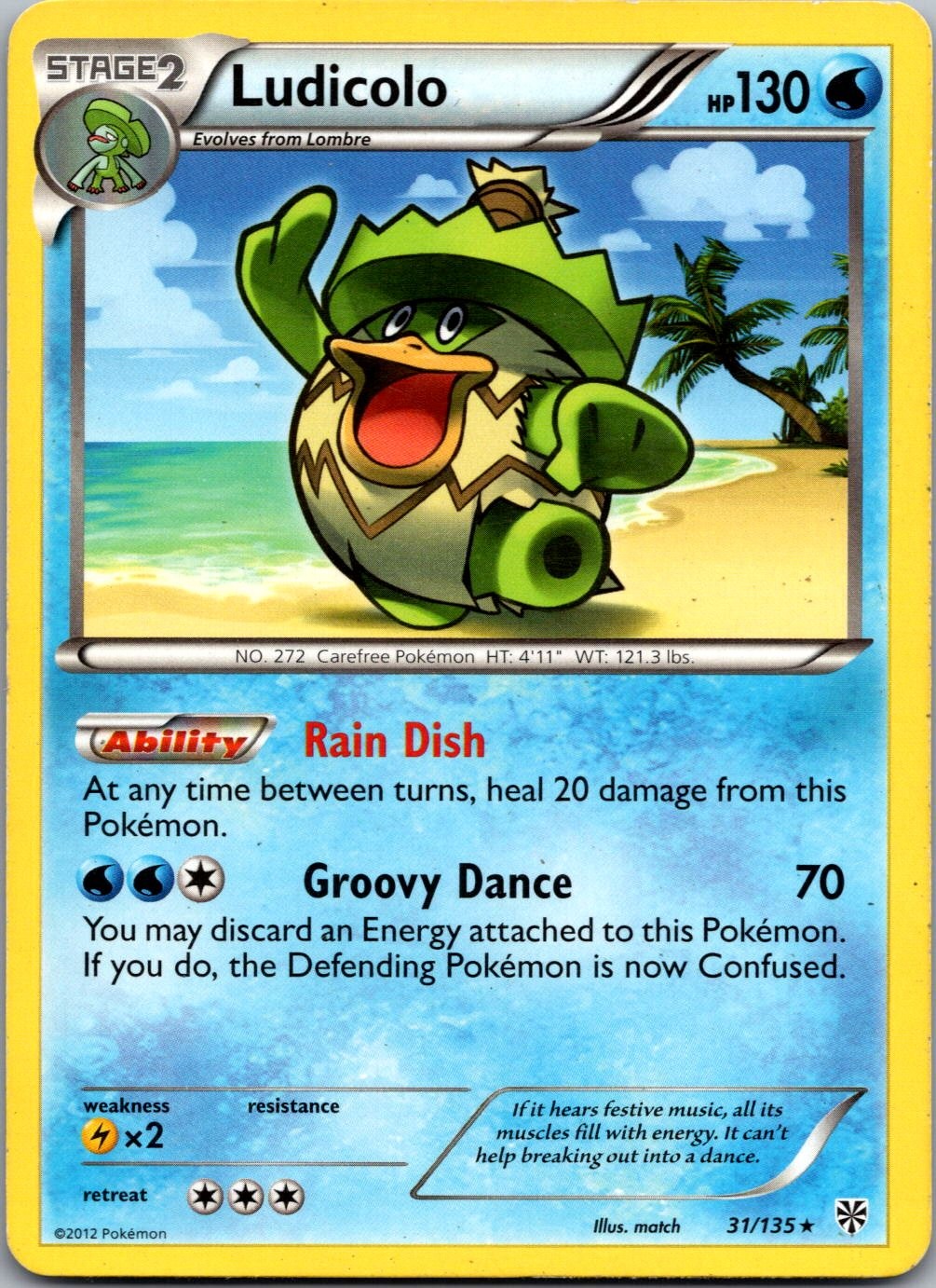 Ludicolo 31/135 Rare Plasma Storm Pokemon Lightly Played