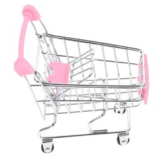 Miniature Pink Durable Shopping Cart Toy for Kids Pretend Games and Decor