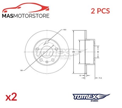 BREMSSCHEIBEN SATZ PAAR HINTEN TOMEX BRAKES TX 71-76 2PCS P NEU OE QUALITÄT