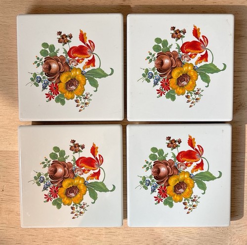 Vintage Toleware Metal Stove Burner Covers Set Of 4 Square Cottagecore Kitchen
