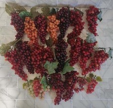 Large Lot Silicone Artificial Grapes Bunches Red Purple Green 22