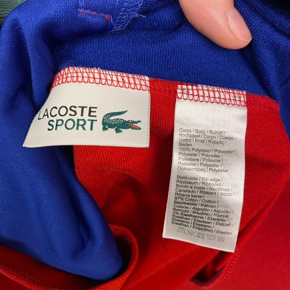 Lacoste Sport Track Jacket Red Blue Full Zip Mens 4XL Colorblock - Image 4 of 4