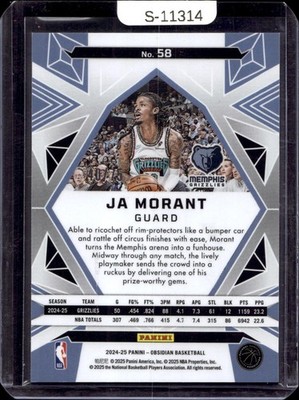 2024-25 Panini Obsidian #58 Ja Morant Electric Etch Purple Flood