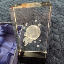 Crystal Glass Flaming Baseball Ball 3D Laser Etched Glass Paperweight