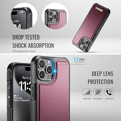CASEME for iPhone 15 Pro Max Wallet iPhone 15 Pro Max 6.7" Fashion Wine Red - 第 6/8 張圖片