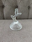 FENTON Frosted Glass Owl Ring Holder Tree Stand Cabbage Rose Base, Vintage