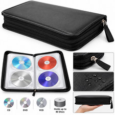 Disc CD Holder 80 DVD Case Storage Wallet VCD Organizer Faux Leather Zipper Bag