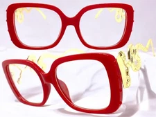 Oversized Exaggerated Vintage Retro Clear Lens EYE GLASSES Big Square Red Frame