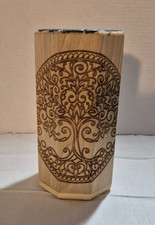 Engraved Wood Tankard Handmade Poplar 32oz Capacity Engraved with World Tree