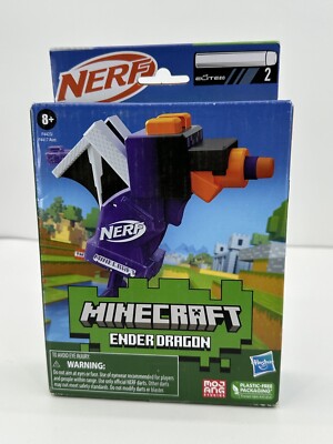 NIB Nerf MicroShots Minecraft Ender Dragon Mini Blaster W/ 2 Darts