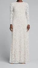 $895 Halston Women's White Adele Leopard Open-Back Gown Dress Size 8