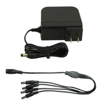 InstallerCCTV DC 12V 2A Power Adapter w/4 way power Splitter, UL Listed for CCTV