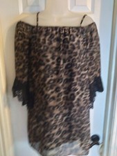 By & By Dress Leopard Print Off Shoulder Adjustable Straps Sz XS Mob wife 