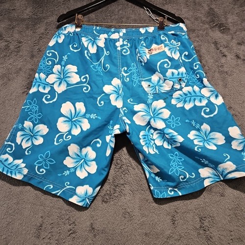 Tommy Hilfiger Mens Swim Trunks Lined Blue Floral Hawaiian Print Size L Large - Picture 6 of 11