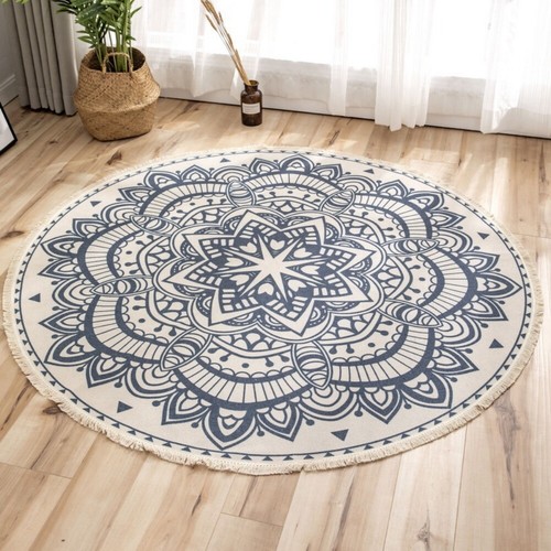 35In Round Floor Mat National Style Home Living Room Boho Printed Mat Area Rug - Picture 2 of 28