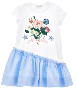 Monnalisa Kleid Rmit Blumen Motiven Größe 140, -30%NEU!