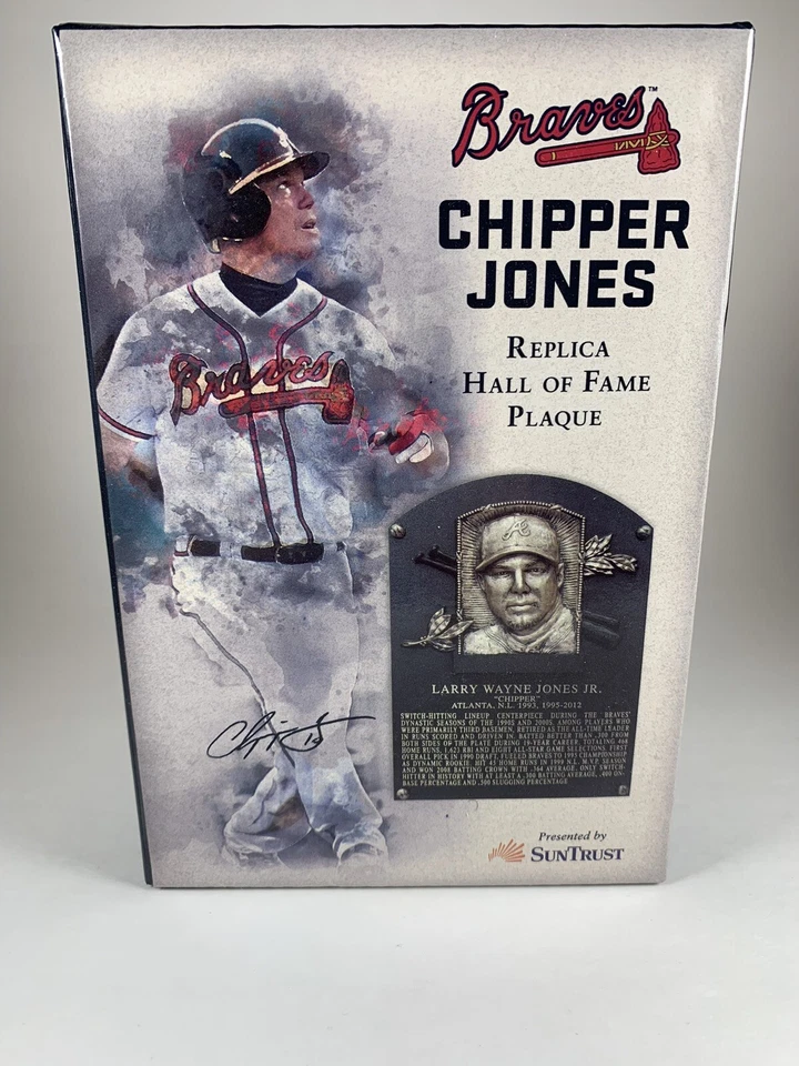 Chipper Jones Atlanta Braves Hall of Fame Replica Plaque 2018 SunTrust W/Stand - Image 3 of 4