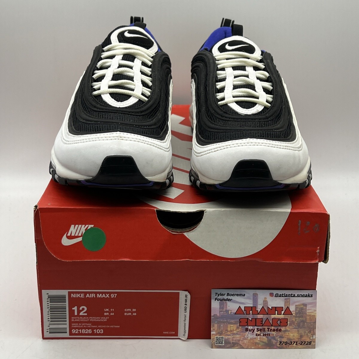 【美品】Nike Air Max 97 Persian Violet 【箱付き】 Size 12 - Nike Air Max 97 Persian Violet Black White Purple