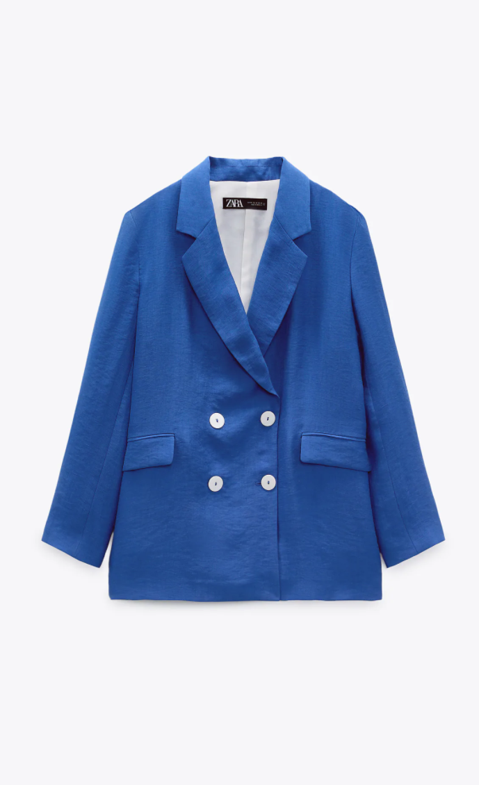ジャケット Double Breasted Blue Wool Blazer NEW ZARA BLUE OVERSIZE DOUBLE BREASTED BLAZER JACKET COAT