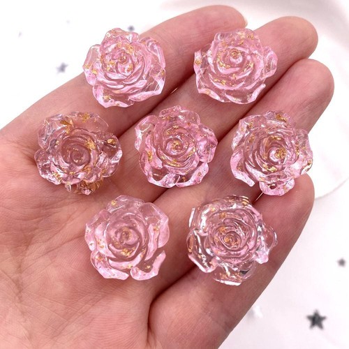 16pcs Rose Flower Rhinestone Resin Gold Foil Gems Scrapbooking Craft Appliques - Picture 16 of 21