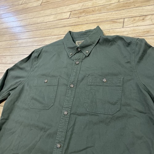FOUNDRY Heavy Button Military Shirt Men Large Tall Green Twill Overshirt LT 50" - Picture 4 of 18
