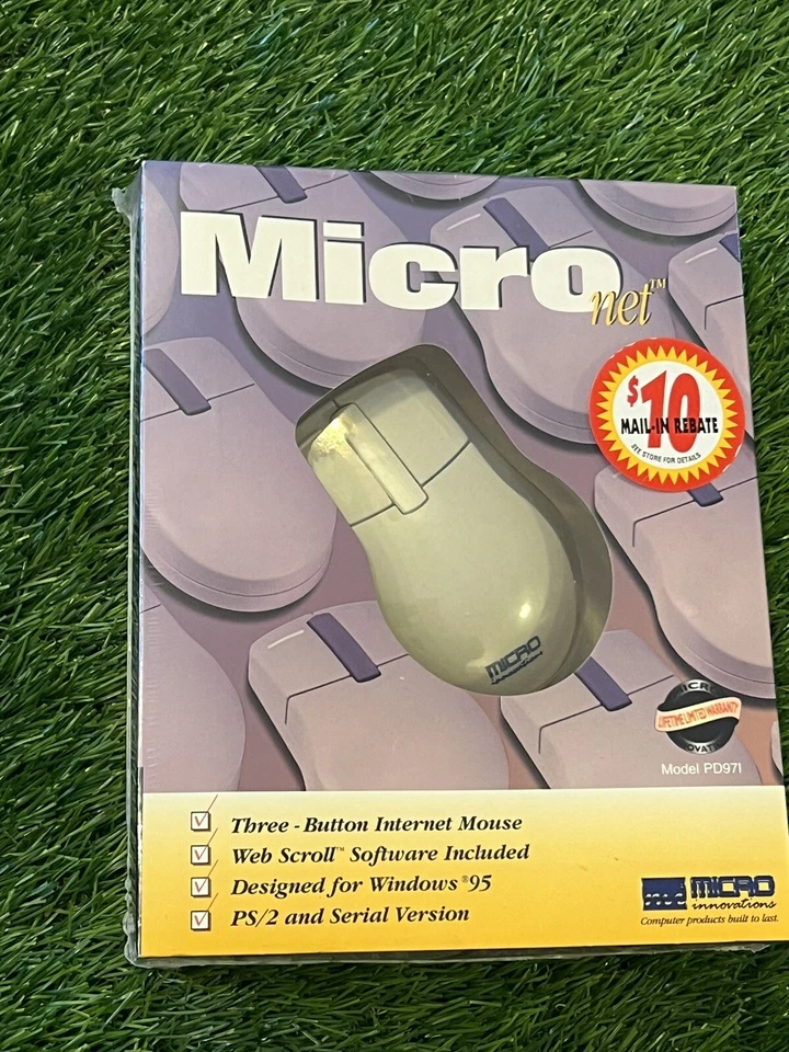 Micro Net 3 Button Mouse Pd971 Windows 95 Internet Mouse Factory Sealed NEW - Image 2 of 3