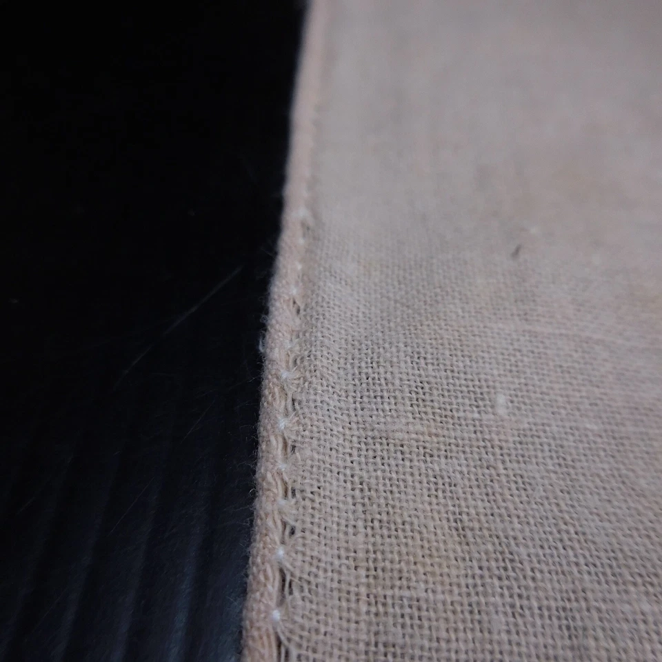 Napperon lin rectangle marron blanc broderie fleur Art Nouveau France N7201 - Photo 4/4