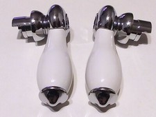 RARE DESIGN - 2 REPLACEMENT CERAMIC METAL HEAVY FAUCET HANDLES