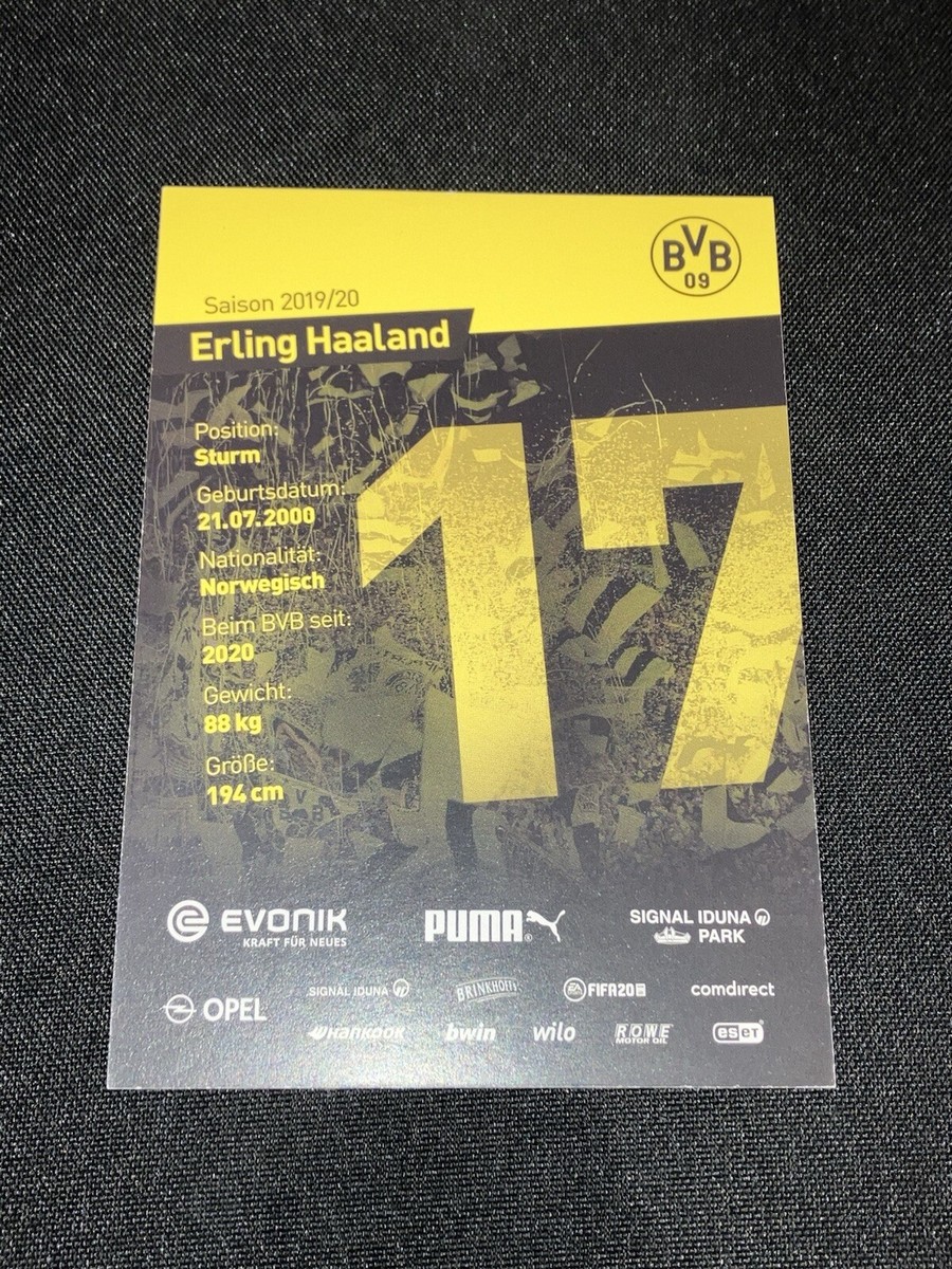 Erling Haaland 2019-20 1st Season Hand Signed Borussia Dortmund