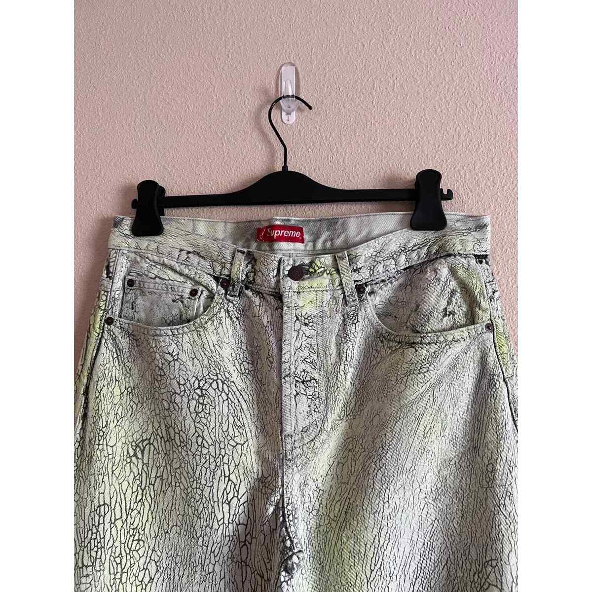 Supreme Crackle Regular Jeans - Size 32 - Multicolor Green Supreme Crackle Regular Jeans - Size 32 - Multicolor Green