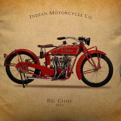  1923 Big Chief Indian Motorcycle Co. Kissenbezug im Leinenstil versteckter Reißverschluss