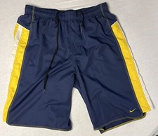 Vintage Nike Blue and Yellow Polyester Swim Trunks Board Shorts Mens XL