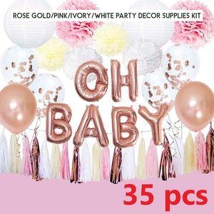 Rose Gold Baby Shower Decorations For Girl Oh Baby Banner Garland Rose Gold Baby Shower Decorations For Girl Oh Baby Banner Garland