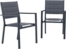 Garden Chairs Patio Chair Set of 2 Stackable Metal Frame Chair Outdoor Furniture