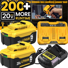 2Pack 15.0AH Replace For DeWalt 20V 20Volt Lithium Battery DCB206 /Daul Charger