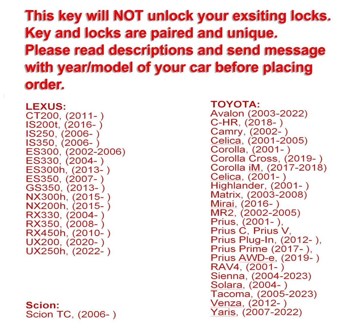 Lexus Wheel Lock Set Genuine OEM (short ones), For ES350, RX350