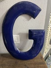 Vintage 25”  Porcelain Letter Sign G Cobalt Blue
